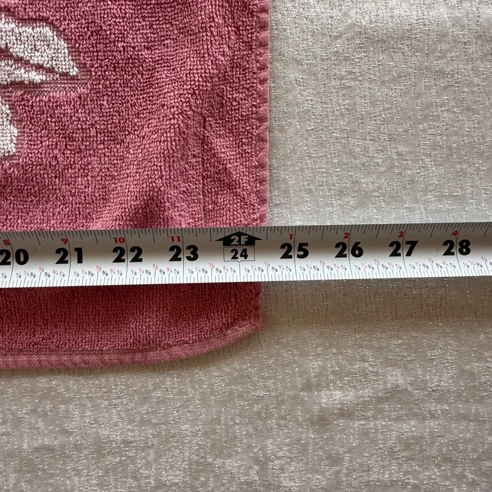 Vintage Pink Floral Bath Towel Lot 4 Cottage Granny Core Burgundy Retro Bath Vtg